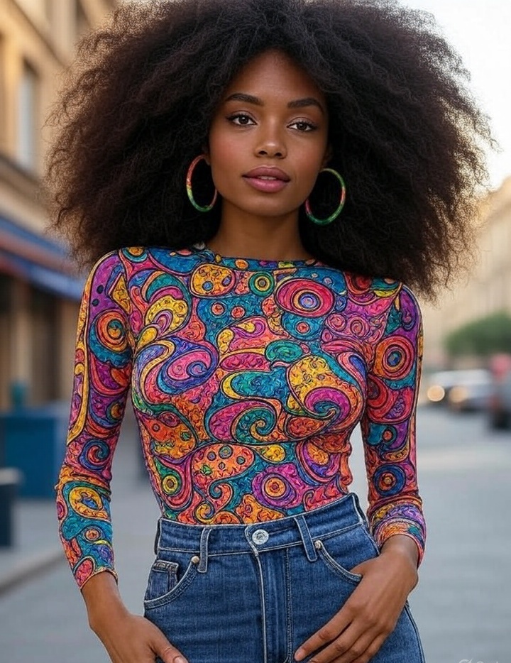 Get Inspired: 20 Stunning Modern ‘70s Looks You Need to Try! - 3. Bold Prints: Say It Loud!