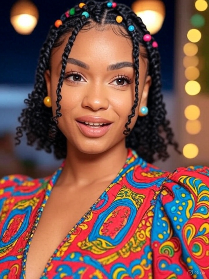 15 Stylish Short Fulani Braids with Curls for the Bold and Beautiful! - 13. Festive Fulani Braids with Curly Ends