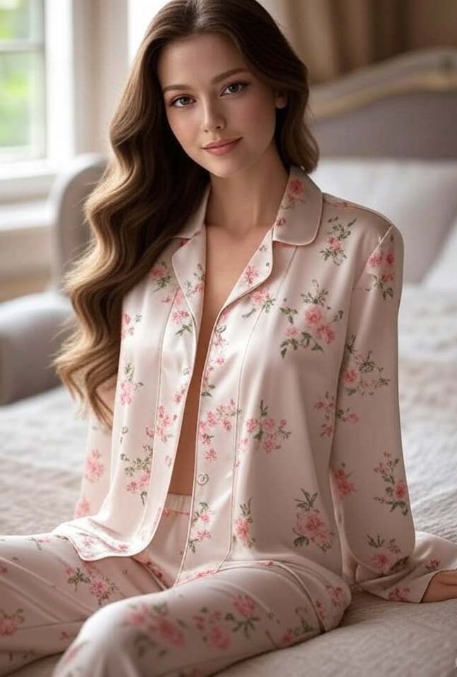 20 Lingerie Outfits  Look That Will Make You Feel Like a Million Bucks! - 18. Luxurious Silk Pajama Set