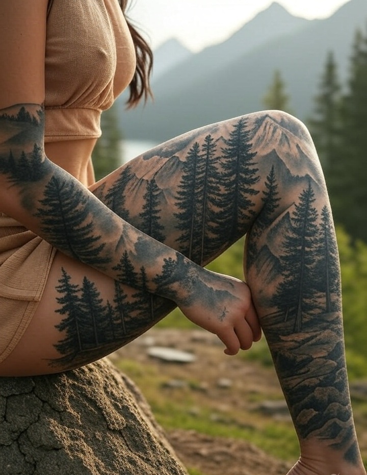 25 Full Leg Sleeve Tattoos for Women That Will Make You Reconsider Your Next Ink! (Number 7 Is a Game Changer!) - 5. Nature-Inspired