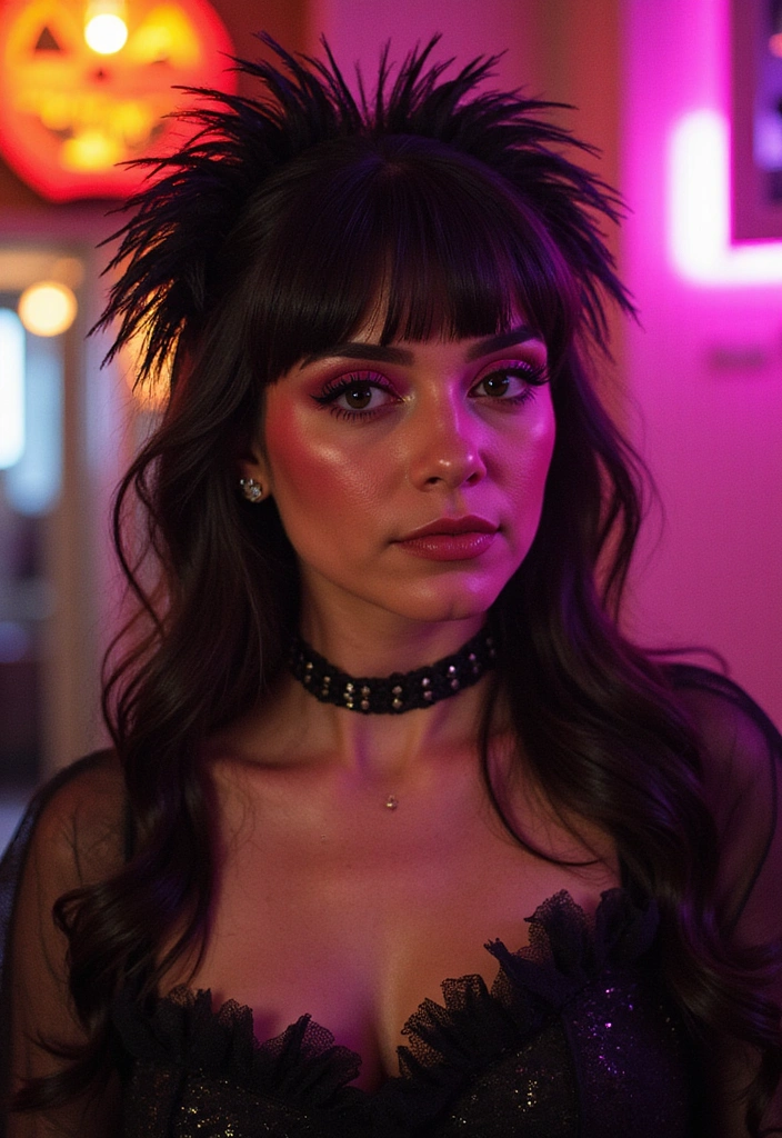 Transform Your Look: 30 Sexy Halloween Hairstyles to Make You Stand Out! - 20. Halloween Bold Feathered Bangs