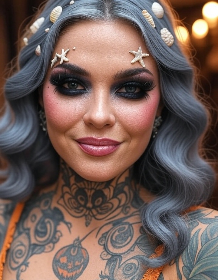 Transform Your Look: 30 Sexy Halloween Hairstyles to Make You Stand Out! - 27. Halloween Beachy Waves with Seashells