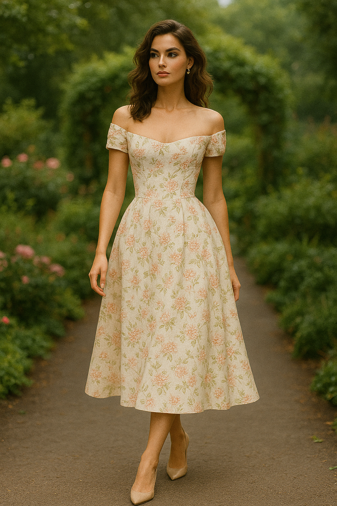 22 Unique Rococo Inspired Outfits That Every Charming Female Needs - 6. The Elegant Tea-Length Dress