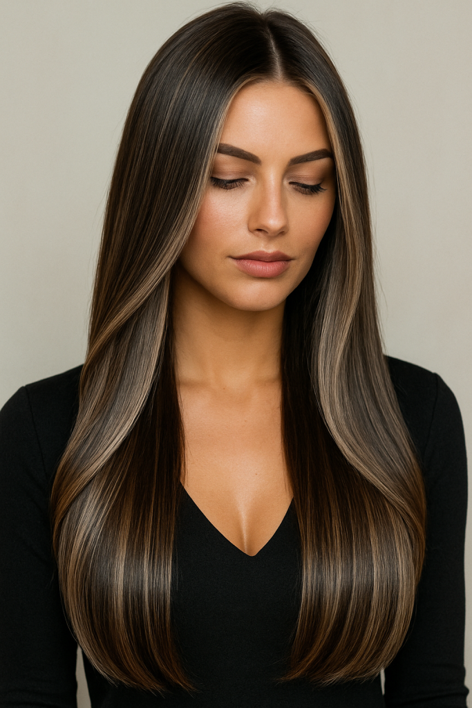 30 Irresistibly stunning Long Hair Balayage Styles for Brunettes You Can't Miss! - 2. Ashy Brunette Balayage
