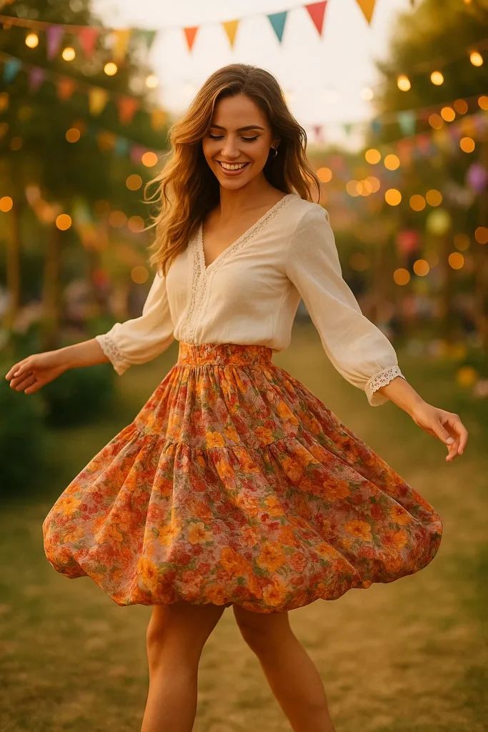 30 Very Stylish Bubble Skirts That Will Make You the Center of Attention! - 20. Bohemian Style Bubble Skirt
