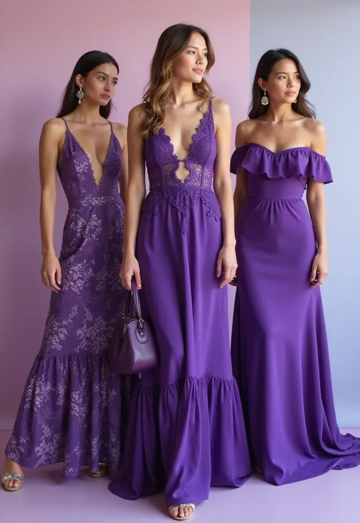 Get Noticed: 15 Very Stunning Color Palette Outfit Picks for Bold Women! - 7. Bold Purple Maxi Dresses