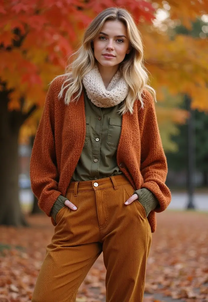 Get Noticed: 15 Very Stunning Color Palette Outfit Picks for Bold Women! - 9. Earthy Tones for Fall