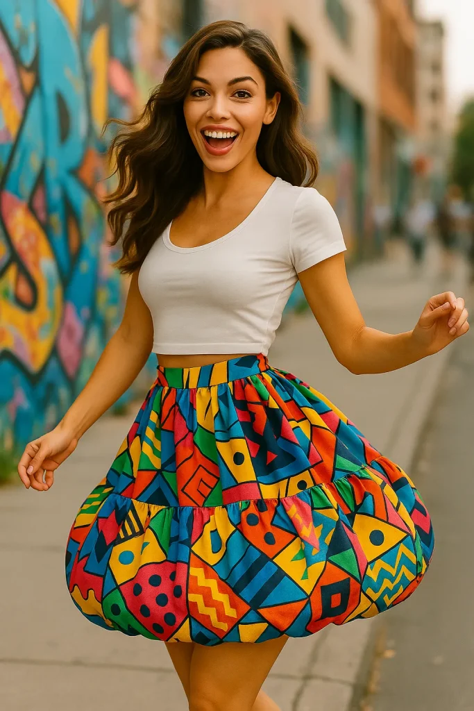 30 Very Stylish Bubble Skirts That Will Make You the Center of Attention! - 30. Fun and Funky Bubble Skirt
