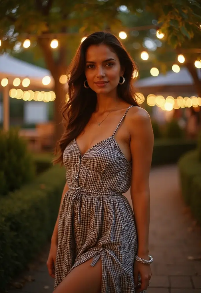 Unleash Your Inner Diva: 30 Super Charming Gingham Revival Outfits! - 13. Gingham Slip Dress