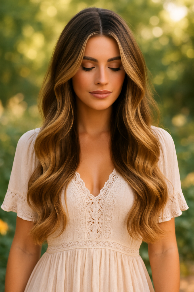 30 Irresistibly stunning Long Hair Balayage Styles for Brunettes You Can't Miss! - 9. Honeyed Balayage