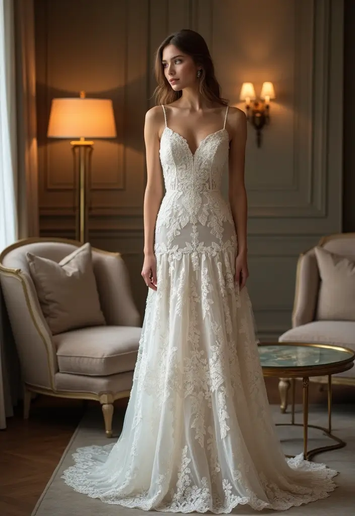 21 Stylish Broderie Anglaise Pieces That Make a Bold Statement (You’ll Love #12!) - 20. Luxurious Broderie Anglaise Evening Gown