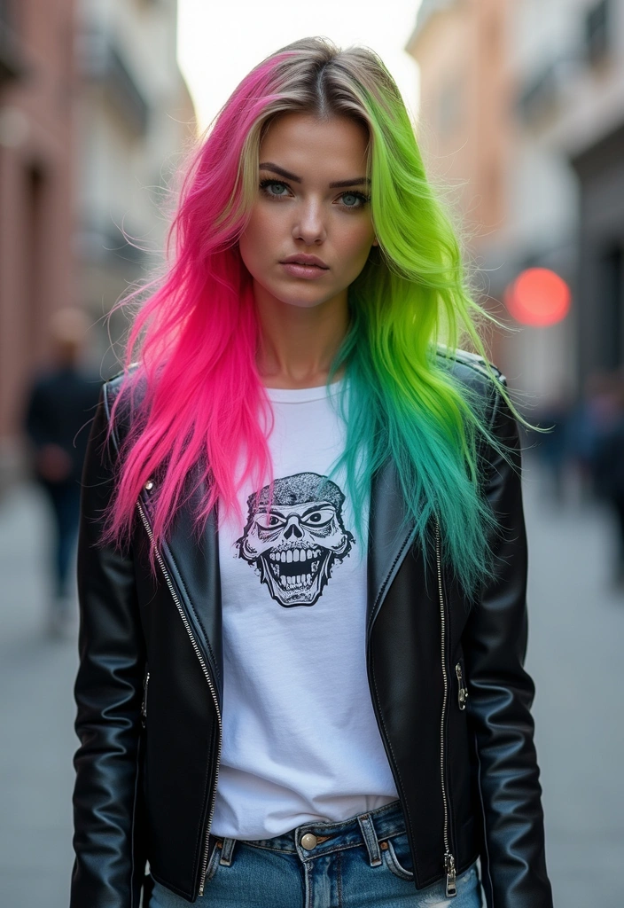 30 Irresistibly stunning Long Hair Balayage Styles for Brunettes You Can't Miss! - 21. Neon Balayage