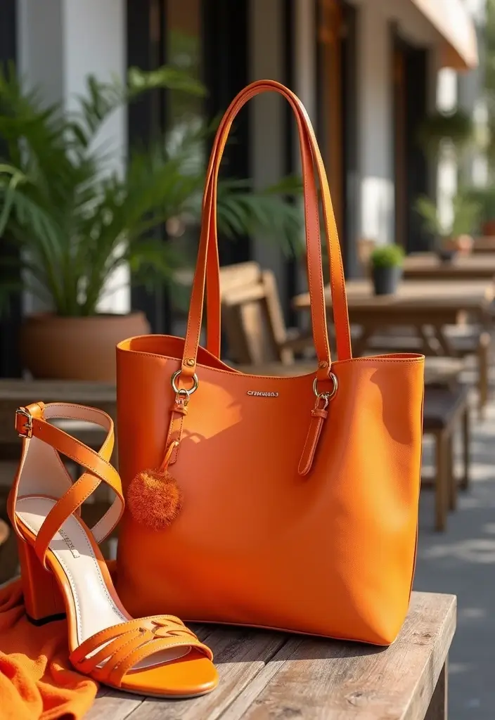 Get Noticed: 15 Very Stunning Color Palette Outfit Picks for Bold Women! - 6. Playful Orange Accessories