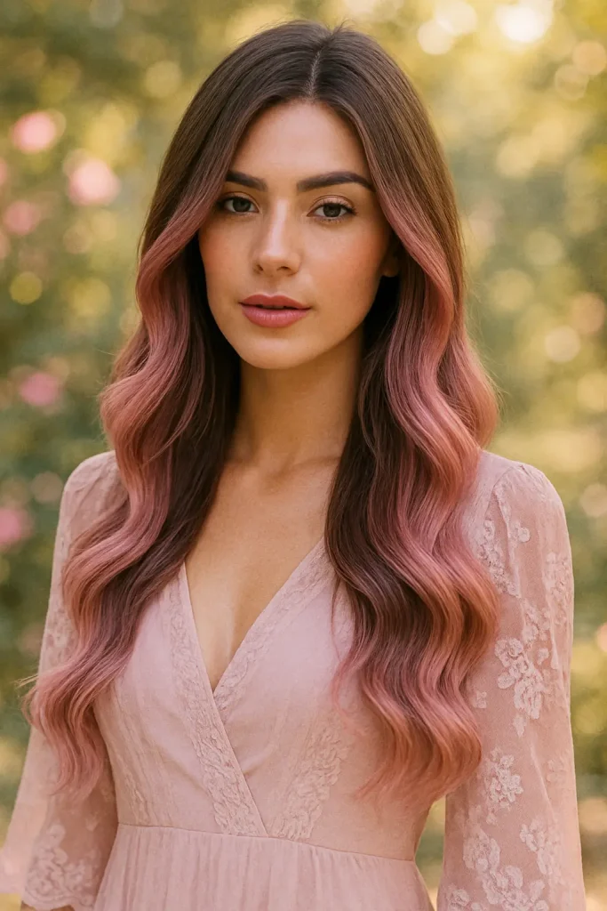30 Irresistibly stunning Long Hair Balayage Styles for Brunettes You Can't Miss! - 26. Soft Pink Balayage