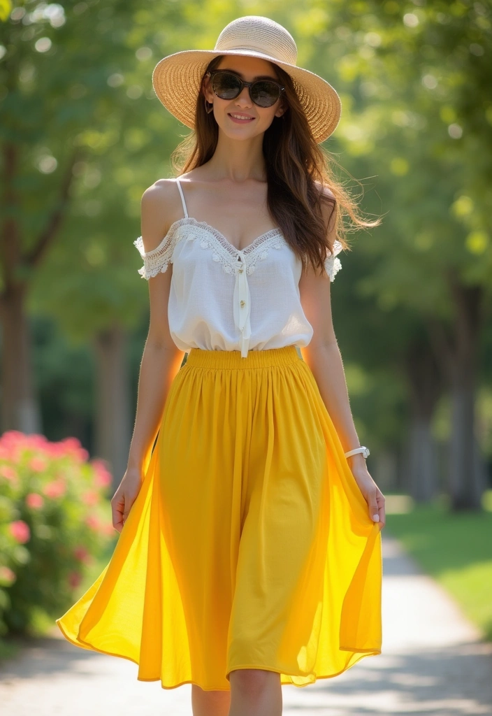 Get Noticed: 15 Very Stunning Color Palette Outfit Picks for Bold Women! - 4. Sunshine Yellow Skirts