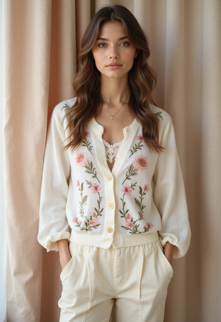 21 Stylish Broderie Anglaise Pieces That Make a Bold Statement (You’ll Love #12!) - 16. Vibrant Broderie Anglaise Cardigan