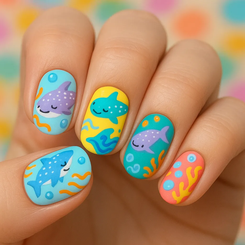 25 Beautiful Whale Shark Nails That Will Make Waves in Your Beauty Routine! - 25. Whimsical Interpretations