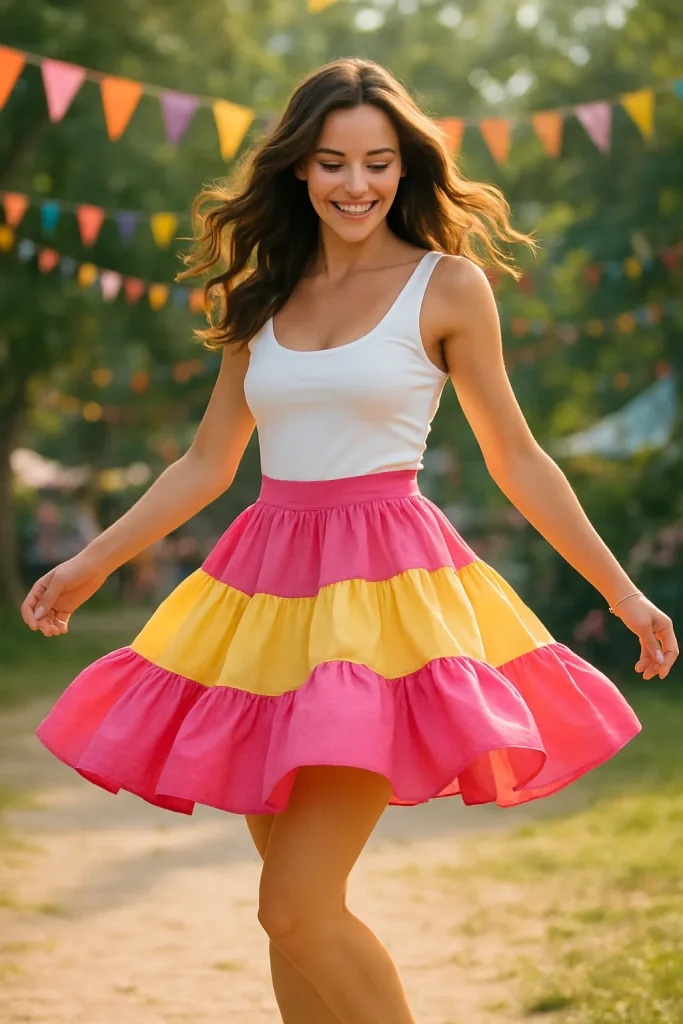 30 Very Stylish Bubble Skirts That Will Make You the Center of Attention! - 14. Tiered Bubble Skirt