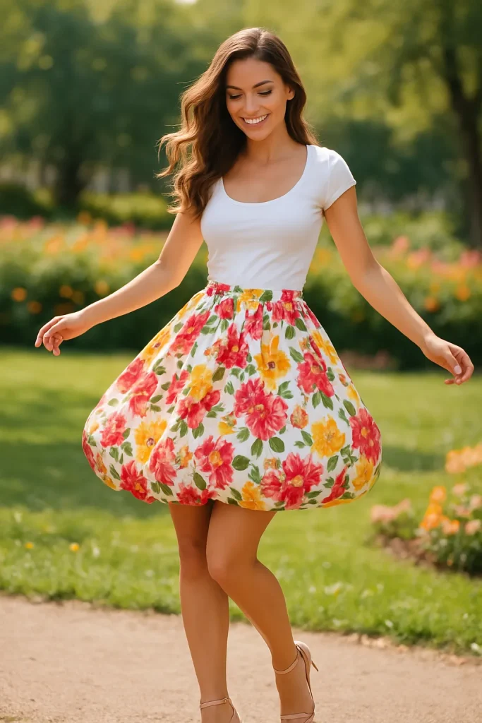 30 Very Stylish Bubble Skirts That Will Make You the Center of Attention! - 2. Floral Print Bubble Skirt
