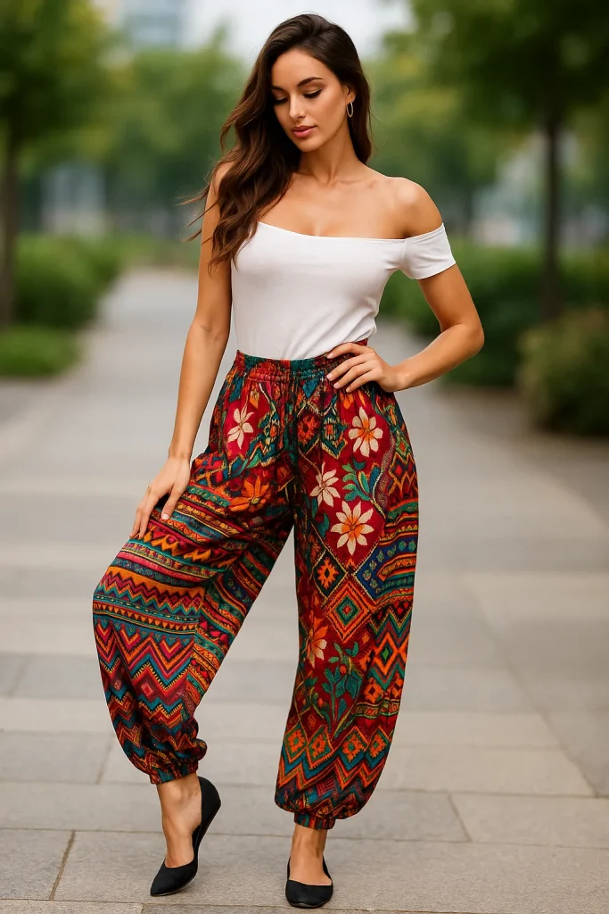 30 Very Stunning Goddess Core Fashion Styles That Will Make You Feel Like a Queen - 26. Chic Harem Pants