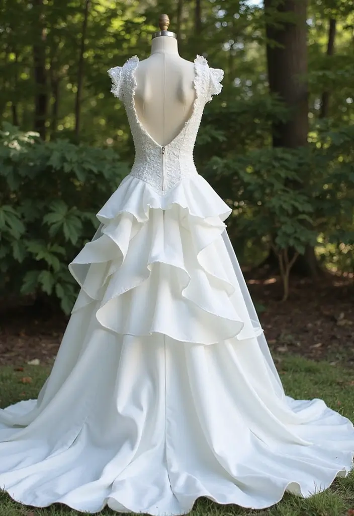 30 Stunning Open Back Wedding Dresses You’ll Want to Say ‘I Do’ In! - 25. Cascade Ruffles