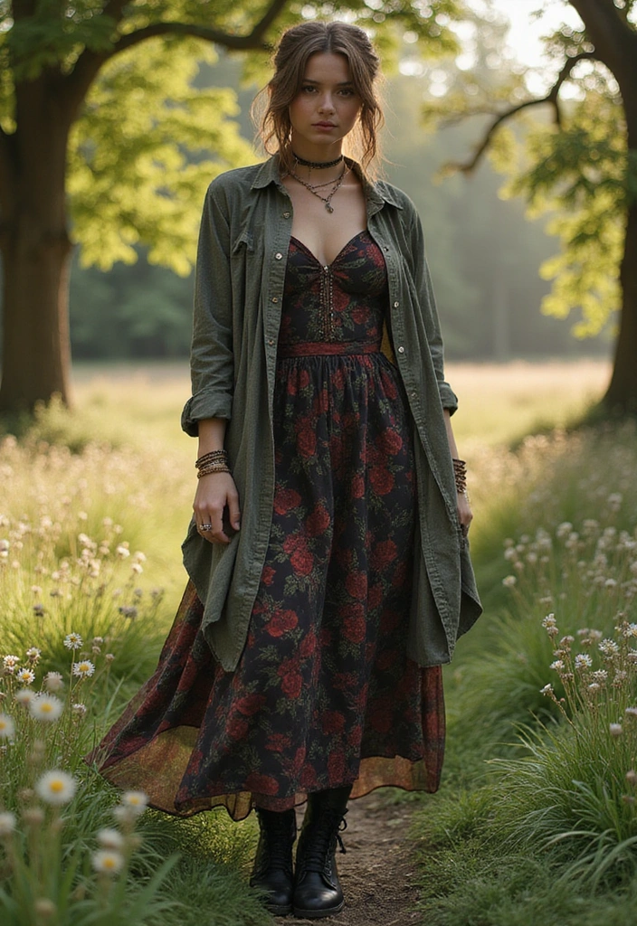 Discover 30 Enchanting Fairy Grunge Outfits You Need to Try Now! - 2. Edgy Floral Dresses
