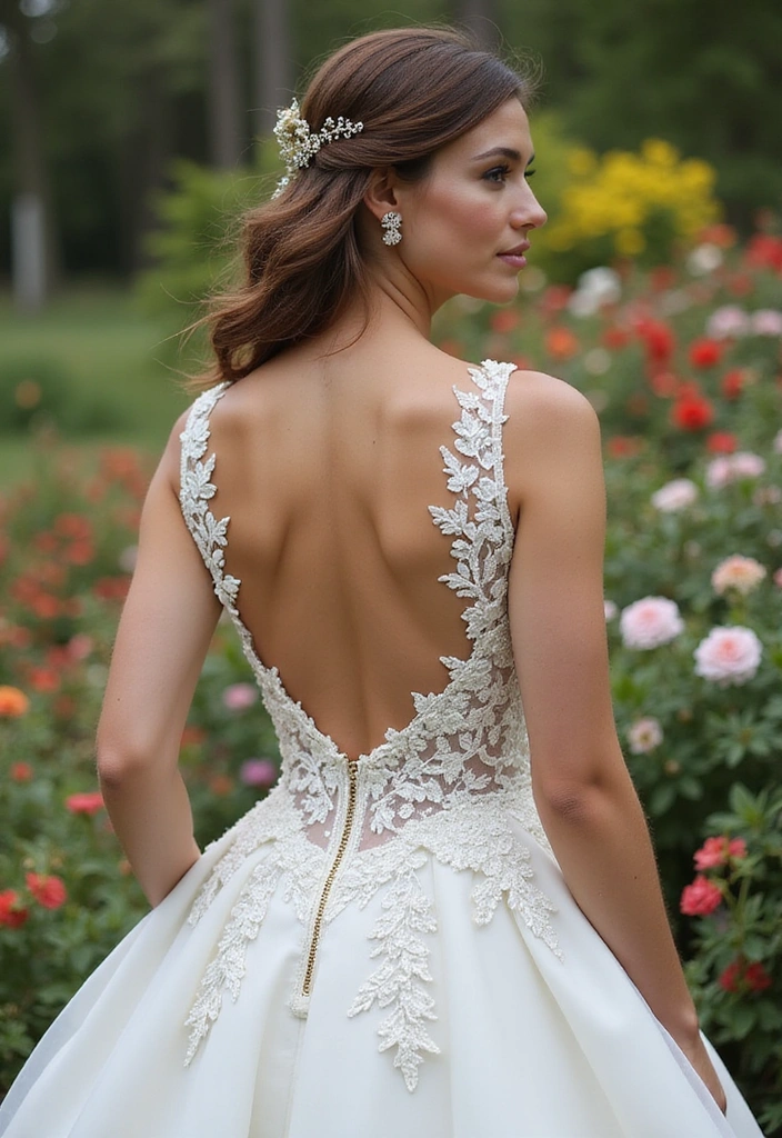 30 Stunning Open Back Wedding Dresses You’ll Want to Say ‘I Do’ In! - 7. Floral Embellishments
