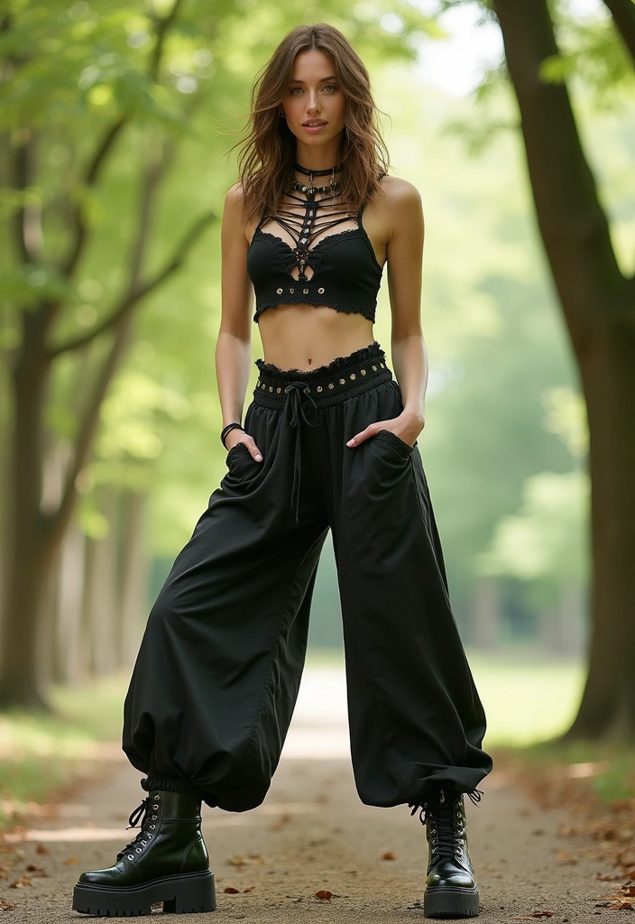 Discover 30 Enchanting Fairy Grunge Outfits You Need to Try Now! - 22. Flowy Pants with Edgy Tops
