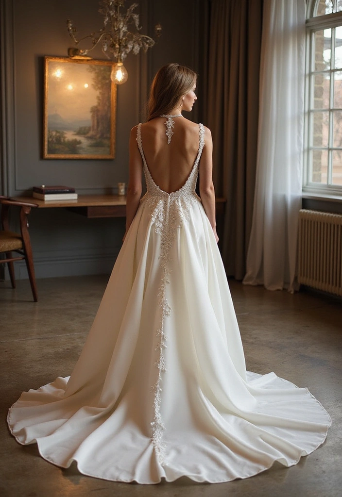 30 Stunning Open Back Wedding Dresses You’ll Want to Say ‘I Do’ In! - 10. High Neck with Open Back
