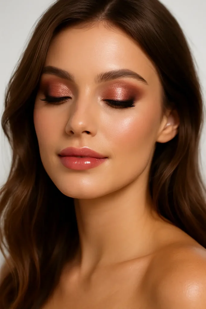30 Very Stylish Fall Makeup Looks That Will Turn Heads This Season! - 22. Soft Smoky Eye with Rose Gold