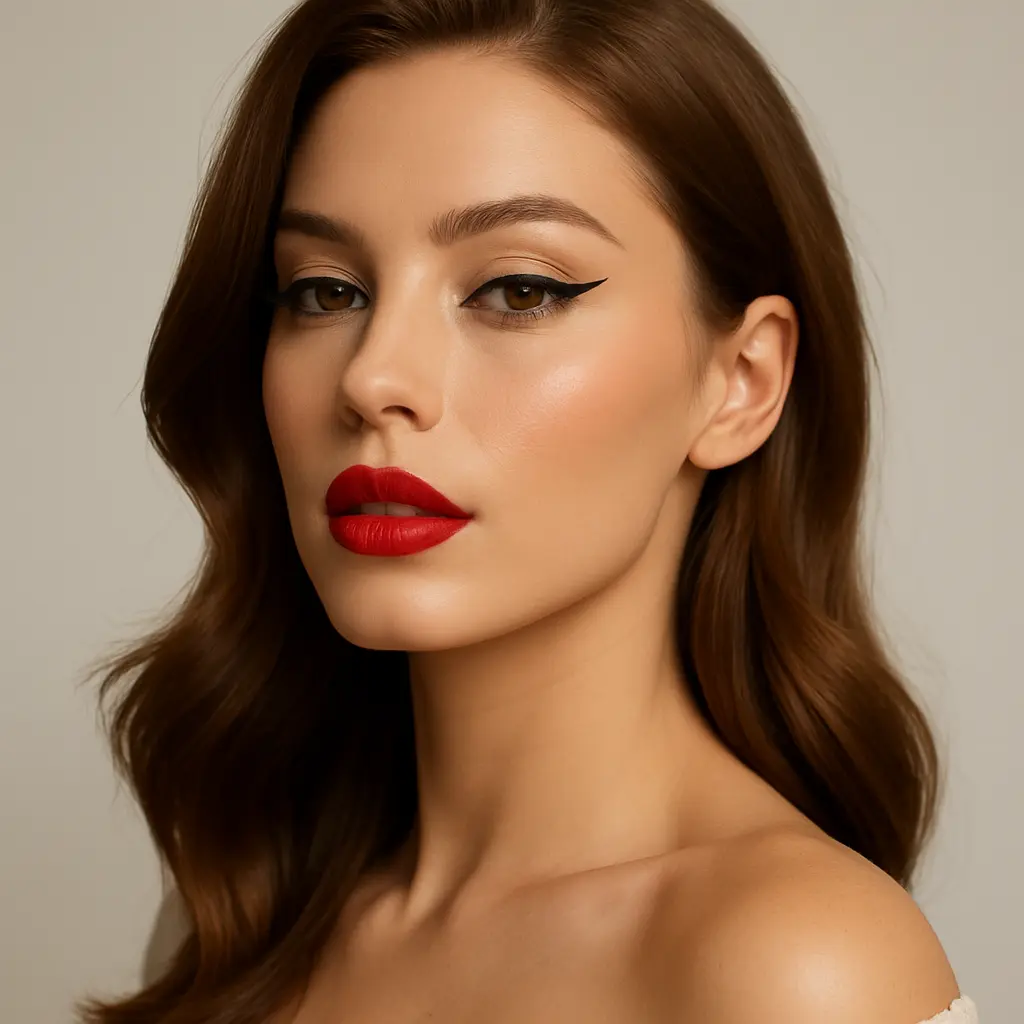 30 Very Stylish Fall Makeup Looks That Will Turn Heads This Season! - 20. Subtle Wing with a Bold Lip