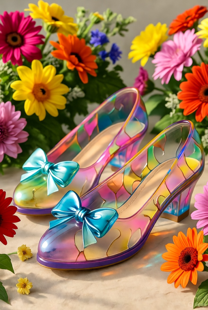 Colorful Bow-Tie Glass Slippers