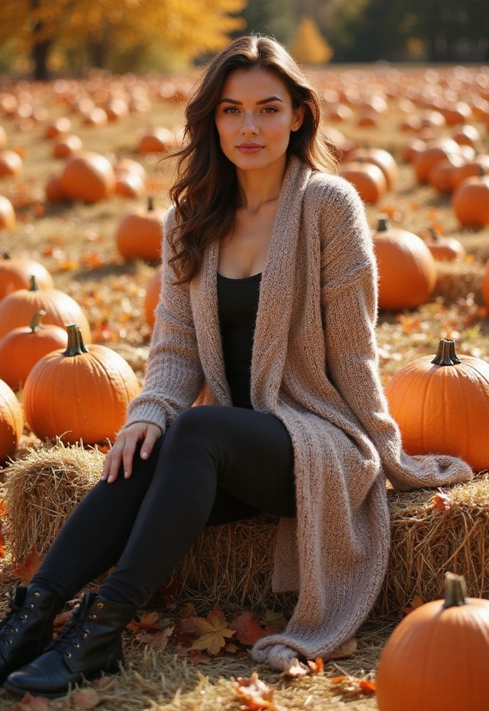 30 Alluring Pumpkin Patch Outfits That Own Fall Photoshoots 5. Cozy Cardigans and Leggings