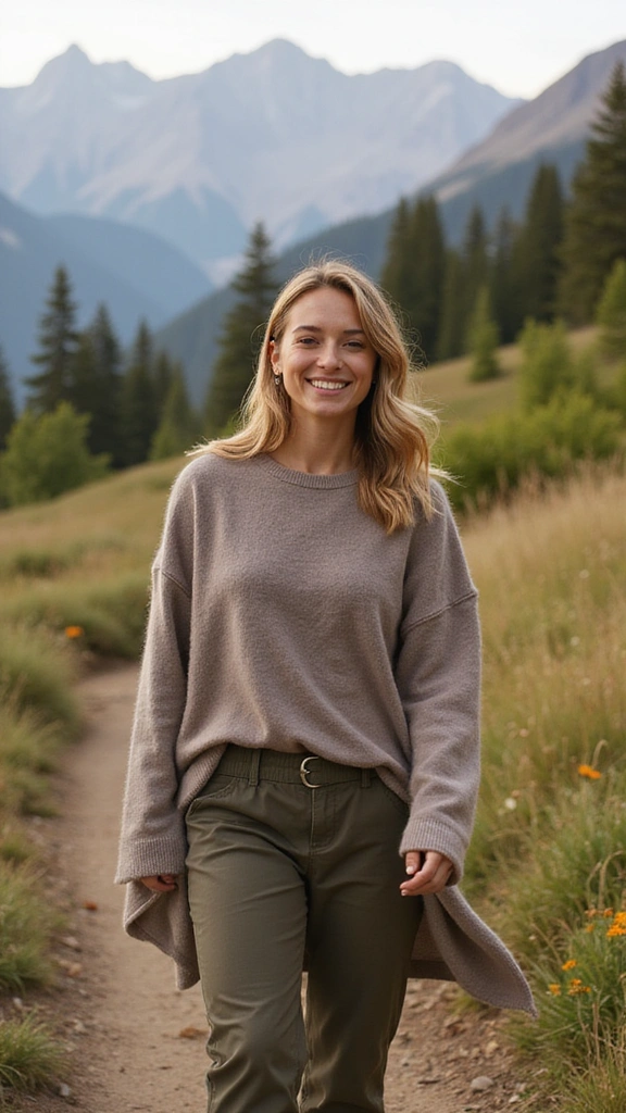 30 Very Stylish Hiking Outfits And Gear For Glamorous women. 8. Cozy Layering Pieces