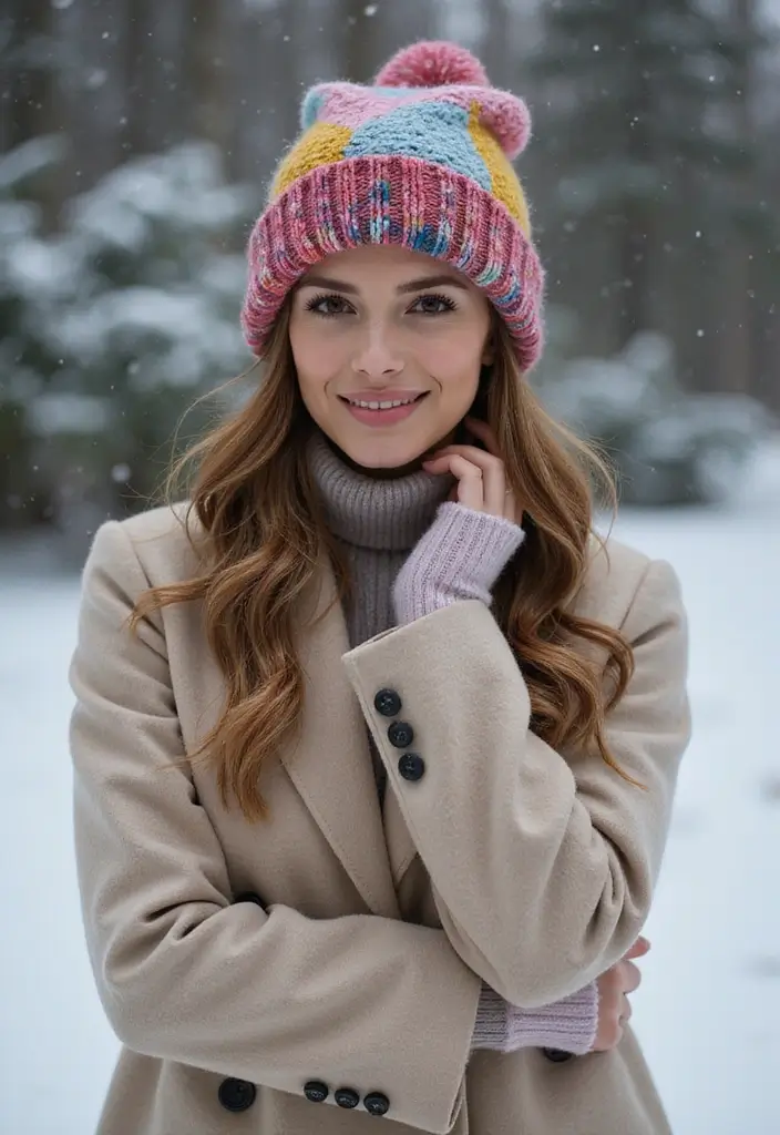 30 Sizzling Patchwork Pieces Looks That Will Steal the Spotlight This Season. 26. Fun Patchwork Beanie