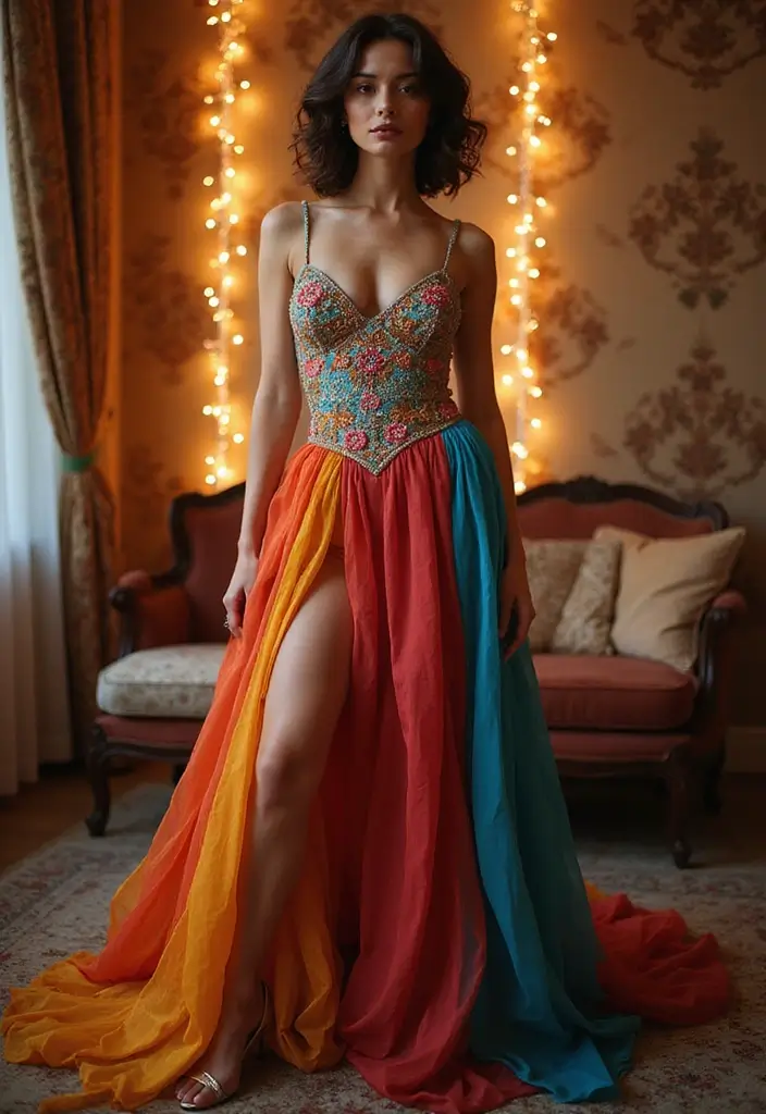 30 Sizzling Patchwork Pieces Looks That Will Steal the Spotlight This Season. 6. Glamorous Patchwork Gown