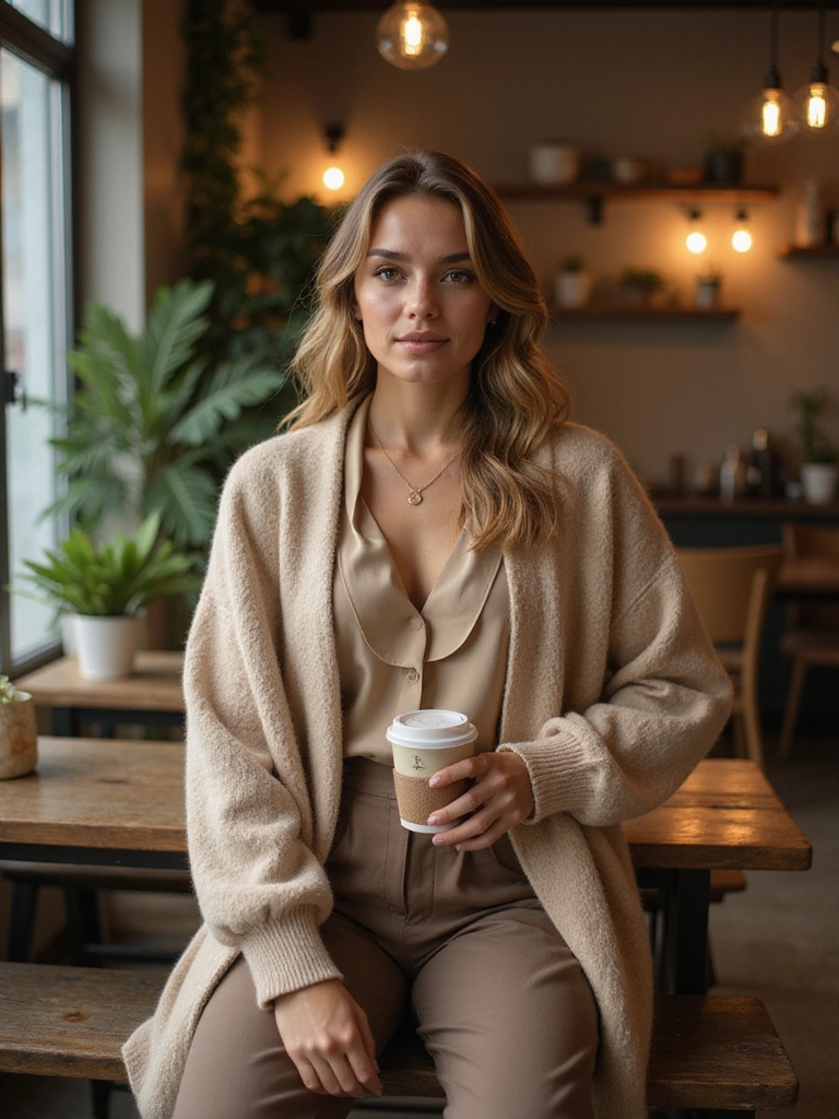 30 Irresistibly Caffeine-Inspired Outfits: Neutral Elegance That Brews Pure Seduction. 2. Latte Layers
