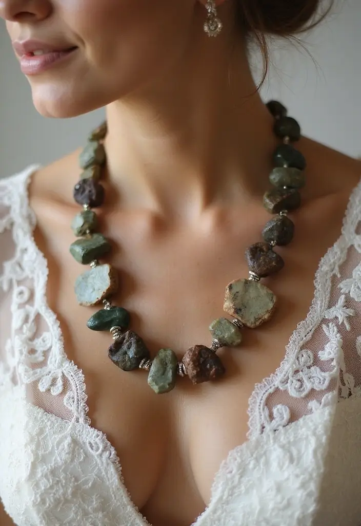 30 Modern Stunning Bridal Jewelry Ideas for a Smokin' Hot Wedding Look. 18. Natural Stone Jewelry