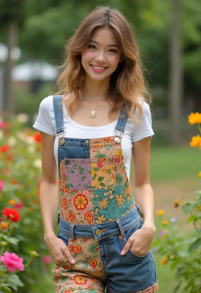 30 Sizzling Patchwork Pieces Looks That Will Steal the Spotlight This Season. 21. Playful Patchwork Overalls