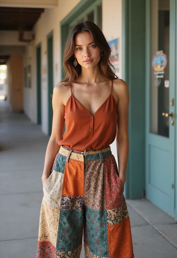 30 Sizzling Patchwork Pieces Looks That Will Steal the Spotlight This Season. 9. Sassy Patchwork Culottes