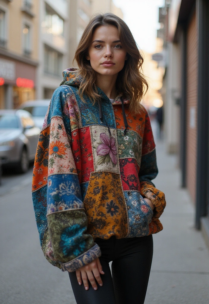 30 Sizzling Patchwork Pieces Looks That Will Steal the Spotlight This Season. 17. Striking Patchwork Hoodie