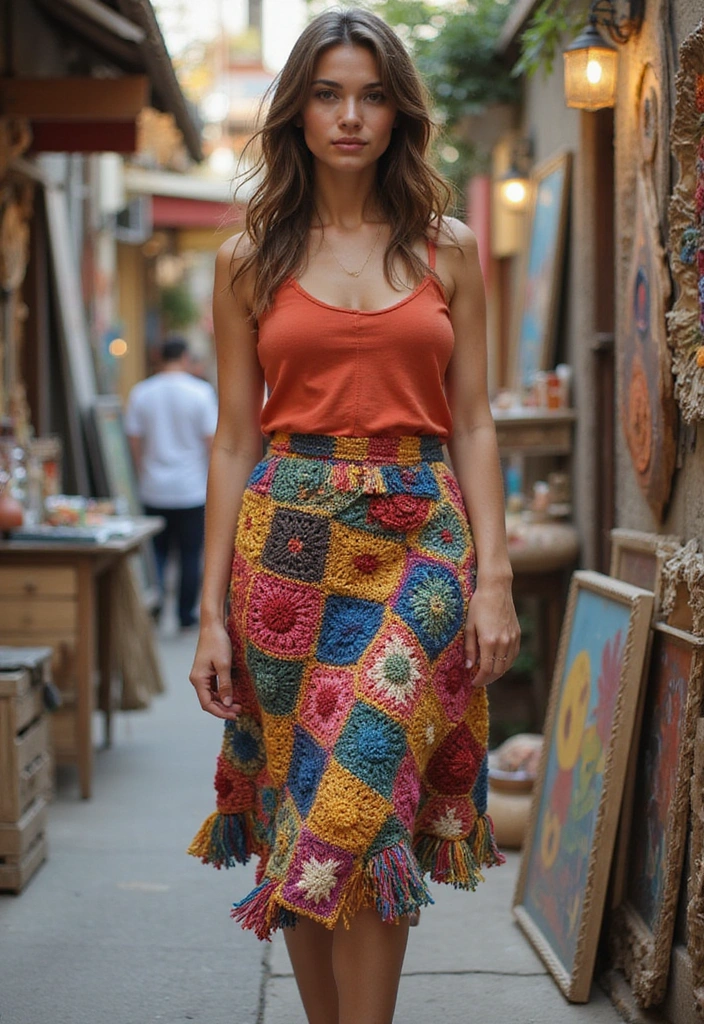 The Creative Patchwork Crochet Skirt