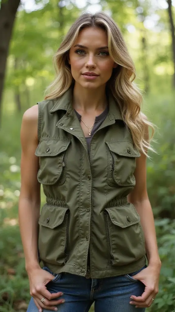 30 Very Stylish Hiking Outfits And Gear For Glamorous women. 26. Trendy Utility Vests