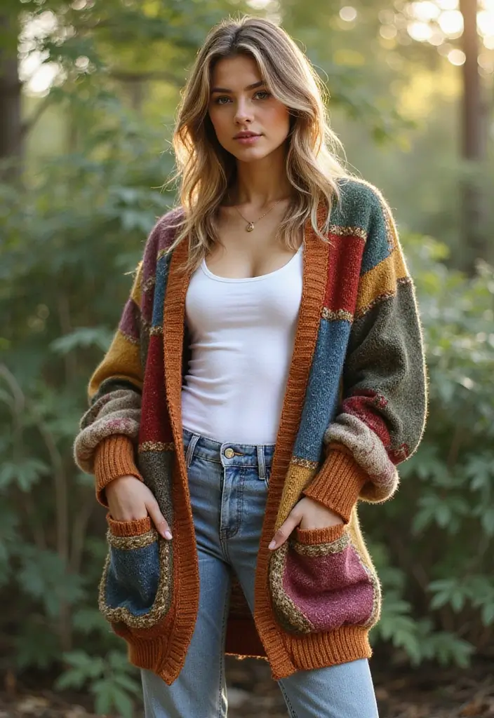 30 Sizzling Patchwork Pieces Looks That Will Steal the Spotlight This Season. 20. Unique Patchwork Cardigan.