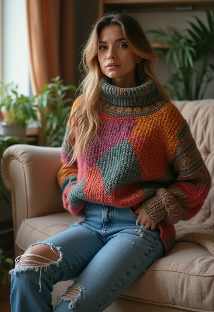 30 Sizzling Patchwork Pieces Looks That Will Steal the Spotlight This Season. 10. Unique Patchwork Sweater