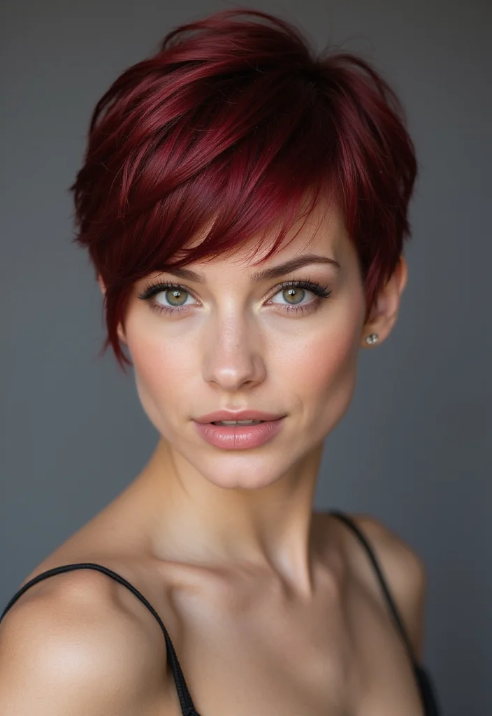 Bold Cherry Cola Pixie Cut