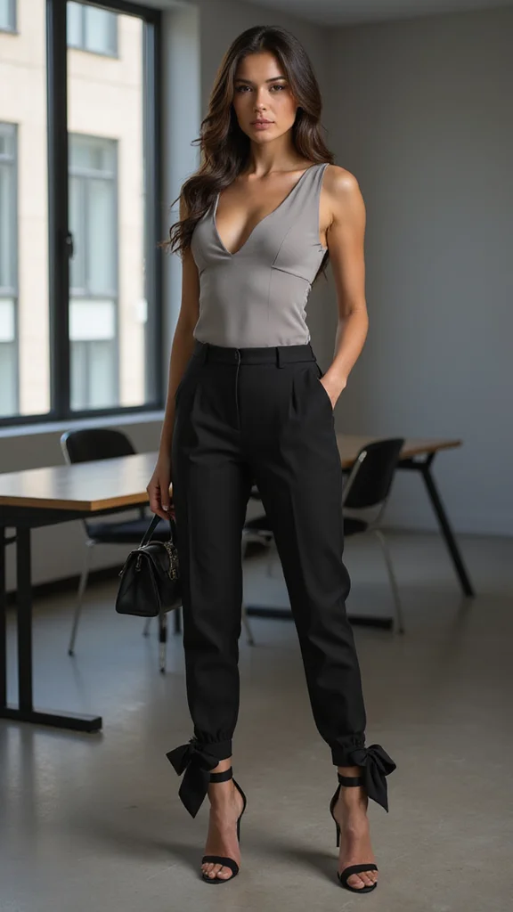 Bow-Accented Trousers