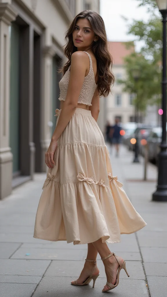 Bow-Detail Midi Skirt