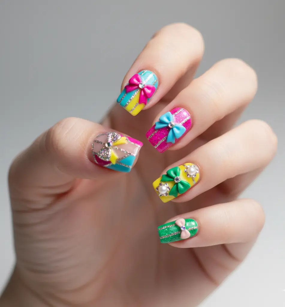Bow-Inspired Nail Art