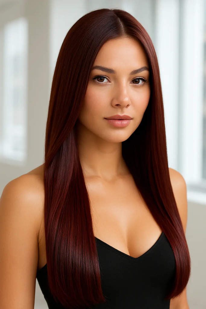 Cherry Cola Long Straight Hair
